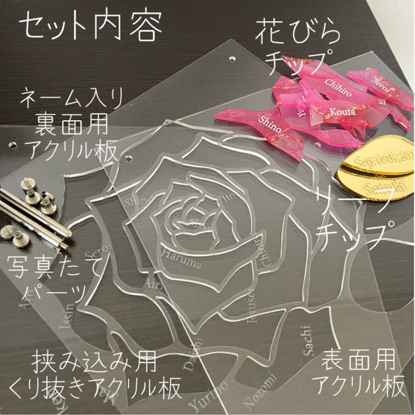 ウェルカムボード　ゲスト参加型結婚証明書　Bluerose green leaf 