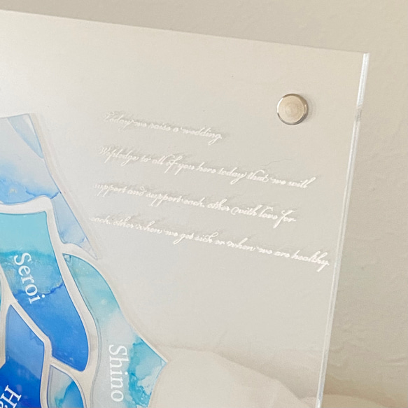 ウェルカムボード　ゲスト参加型結婚証明書　Bluerose green leaf 