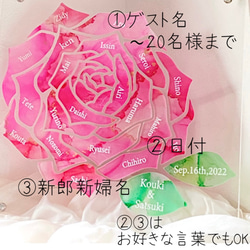 ウェルカムボード　ゲスト参加型結婚証明書　pinkrose green leaf 6枚目の画像