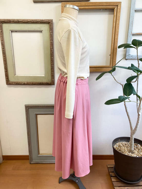 Sale price 成人裙❤️ 捲邊裙式褶皺喇叭裙粉色（L碼） 第12張的照片