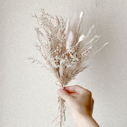 パンパスグラスと小花のミニブーケ　ベージュピンク　スワッグ　ドライフラワー 4枚目の画像
