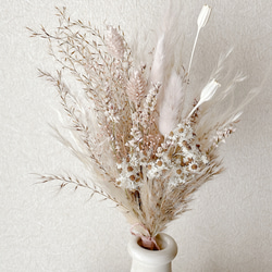 パンパスグラスと小花のミニブーケ　ベージュピンク　スワッグ　ドライフラワー 3枚目の画像
