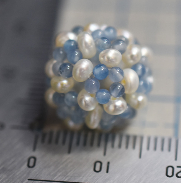ж天然青瑪瑙/淡水真珠 パールボール１つ 2枚目の画像