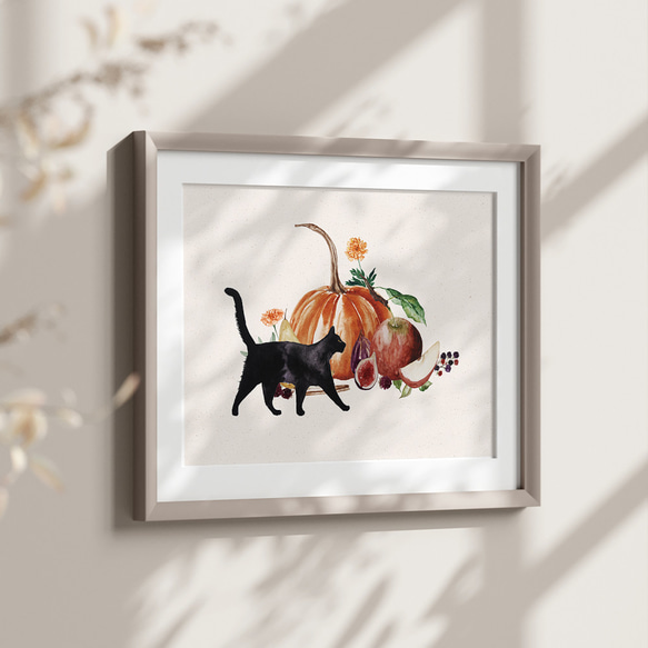 ハロウィンキッチンポスター　/ i1006 / 秋の夜の過ごし方　かぼちゃや黒猫　インテリアポスター 5枚目の画像