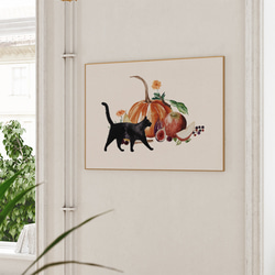 ハロウィンキッチンポスター　/ i1006 / 秋の夜の過ごし方　かぼちゃや黒猫　インテリアポスター 4枚目の画像