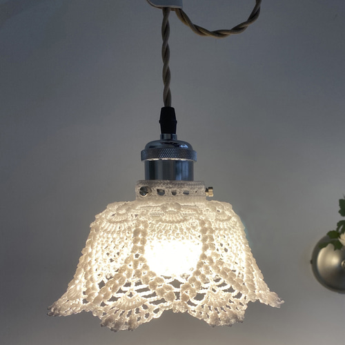 レース編みのランプシェード アンティーク 桔梗 ライトパープル