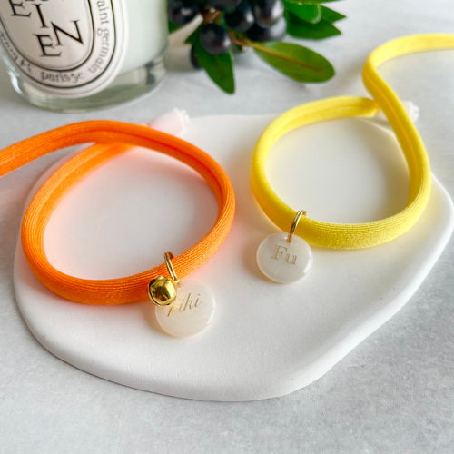 天然シェル(貝)の上品おしゃれな迷子札付首輪★裏面に電話番号も可★ 全21色】天然シェル(貝)の上品おしゃれな迷子札付首輪☆裏面に