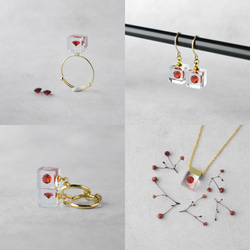 漂浮玫瑰氧化鋯耳環，手術不鏽鋼，黃金，禮物，生日禮物，秋冬，聖誕節 第10張的照片
