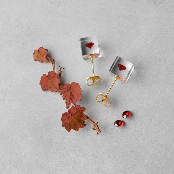 漂浮玫瑰氧化鋯耳環，手術不鏽鋼，黃金，禮物，生日禮物，秋冬，聖誕節 第5張的照片