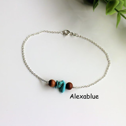 ターコイズ ブレスレット Silver925　Turquoise bracelet１２月誕生石アクセサリー 2枚目の画像