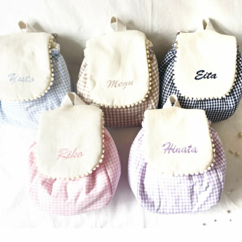 スタイプレゼント♪【お名前刺繍】ギンガムチェック ベビーリュック
