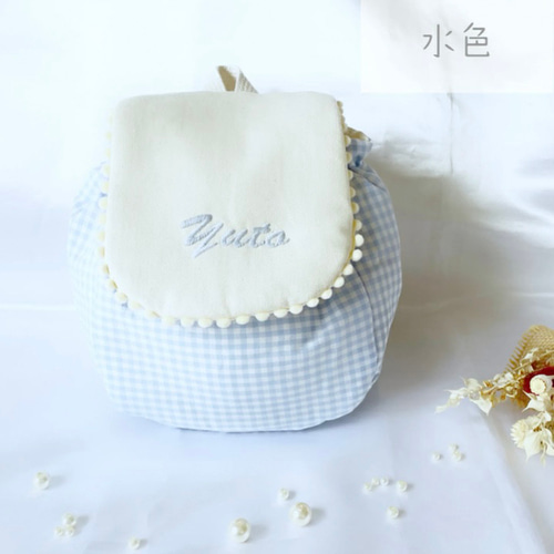 スタイプレゼント♪【お名前刺繍】ギンガムチェック ベビーリュック
