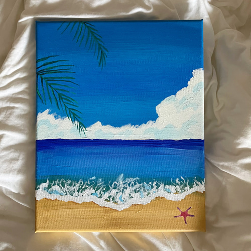 海の絵　ビーチ　ハワイ　絵　油絵キャンパス　絵の具　アート　インテリア　ギフト 海の絵 ビーチ ハワイ 絵 油絵キャンパス 絵の具 アート