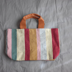 しましまトート　pink・mustard 7枚目の画像