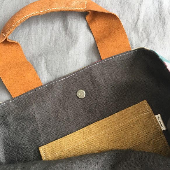 しましまトート　pink・mustard 11枚目の画像