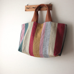 しましまトート　pink・mustard 4枚目の画像