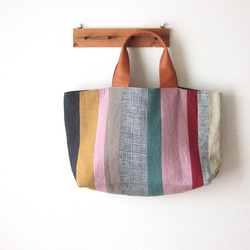 しましまトート　pink・mustard 2枚目の画像