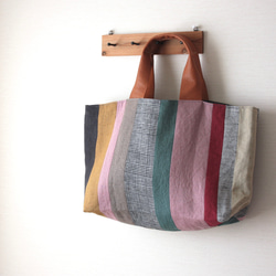 しましまトート　pink・mustard 3枚目の画像