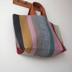 しましまトート　pink・mustard 5枚目の画像