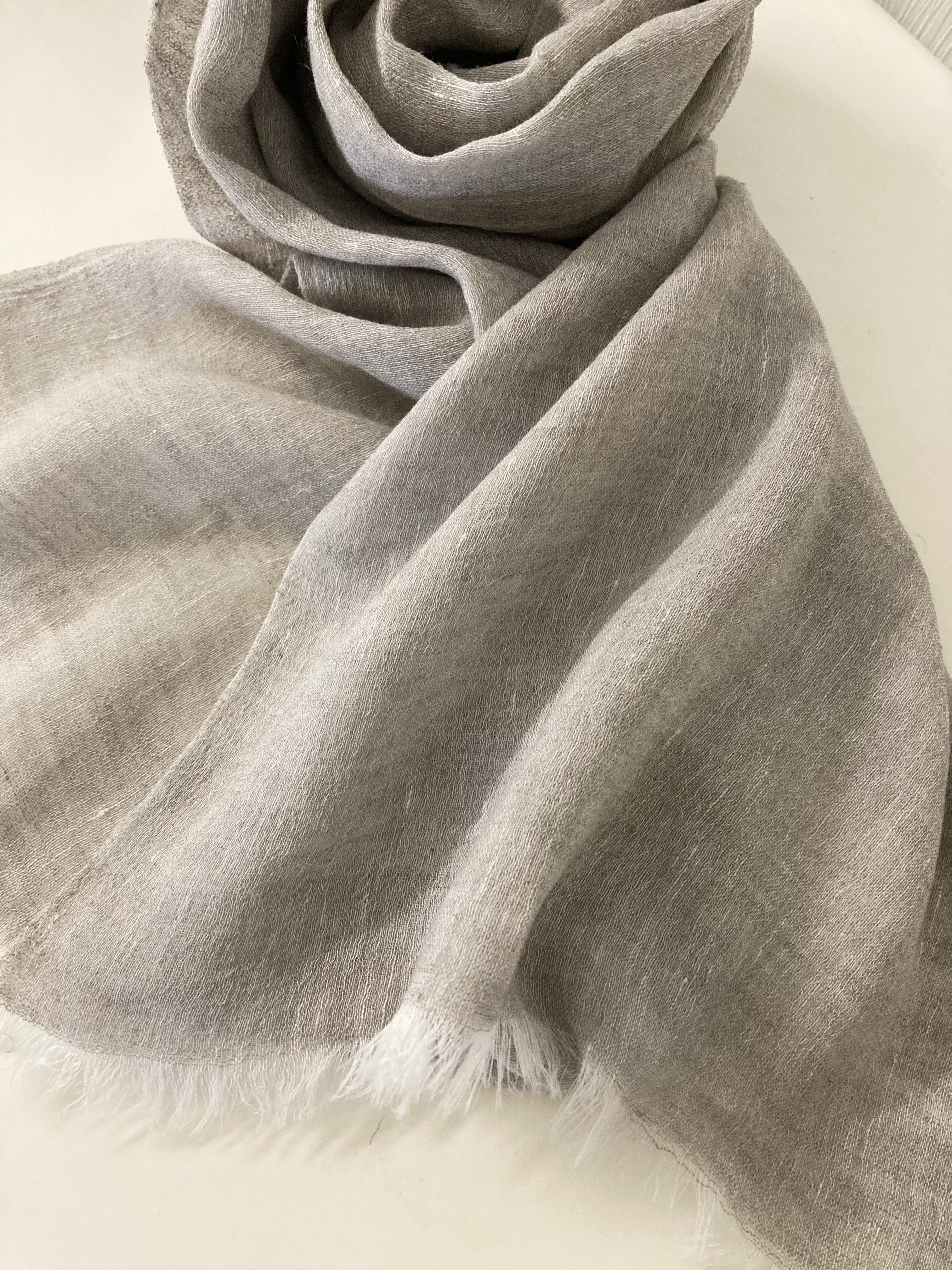 京都発　麻ストール　#ライトブラウン