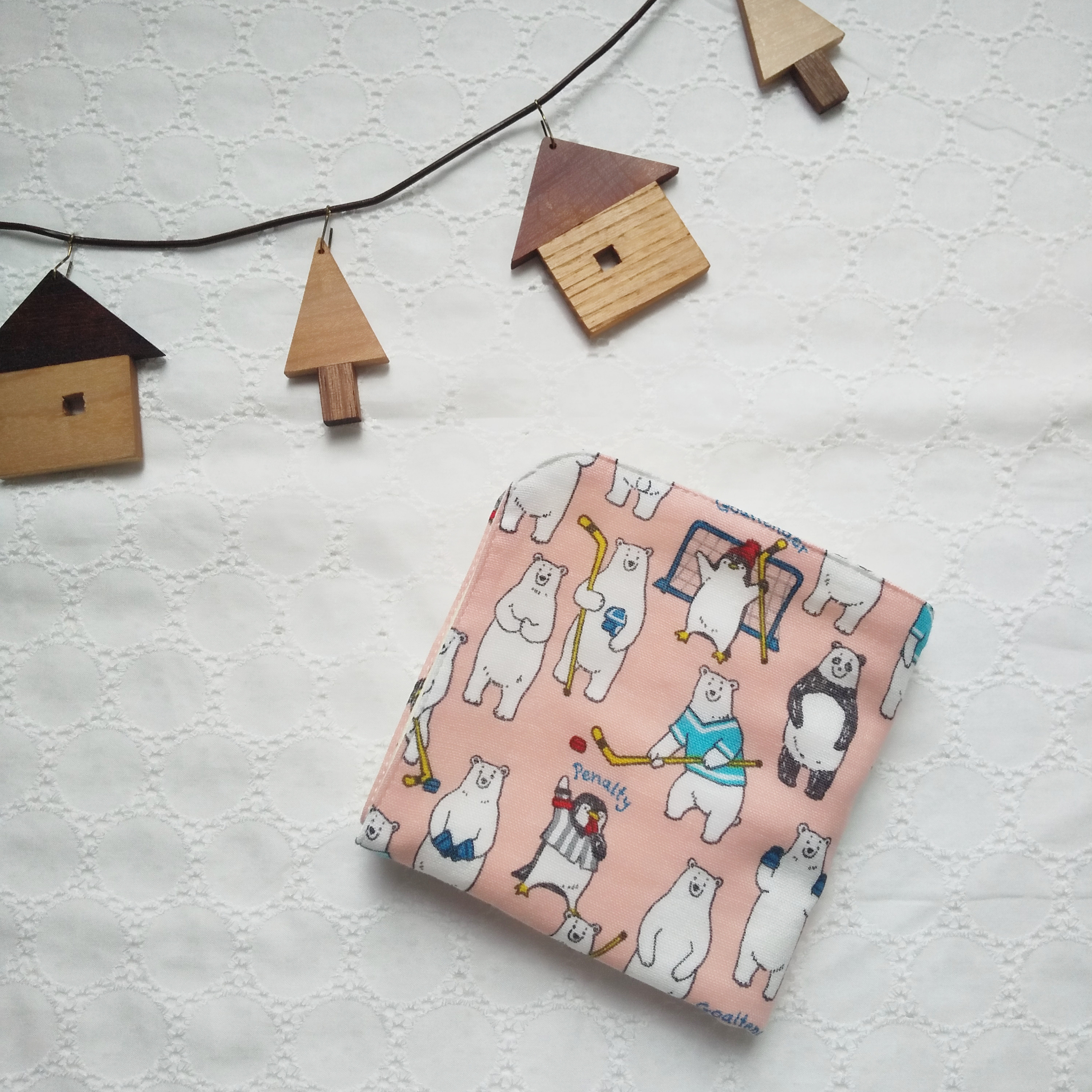 しろくま*8重やわらかガーゼハンカチ*大4枚セット*ハンドメイド