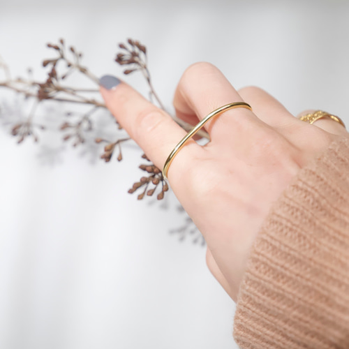 E186 HERNAN HERDEZ ダブルフィンガー リング ゴールド 真鍮 E186 HERNAN HERDEZ ダブルフィンガー リング ゴールド 真鍮