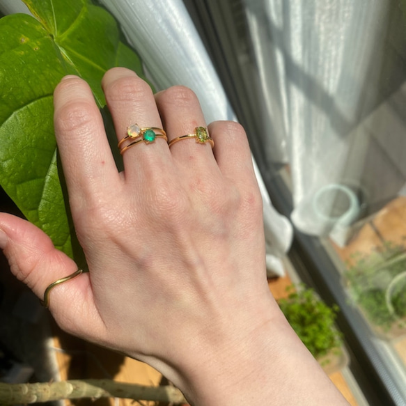 K18GP ペリドットリング　silver925 ゴールド 3枚目の画像