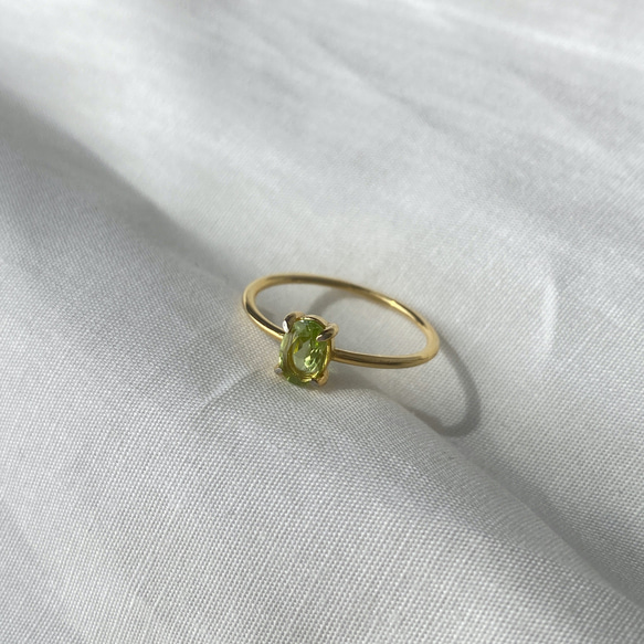 K18GP ペリドットリング　silver925 ゴールド 2枚目の画像