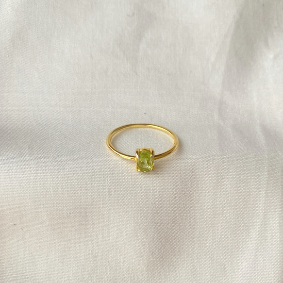 K18GP ペリドットリング　silver925 ゴールド 1枚目の画像