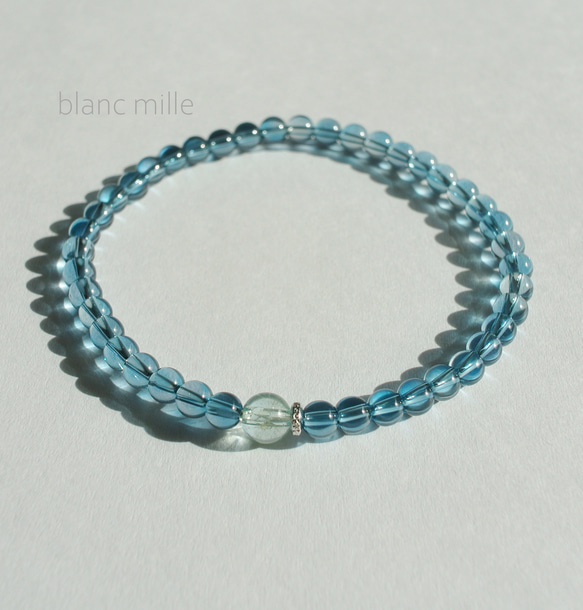No.1822○*ロンドンブルートパーズ 4mmブレスレット○*ブルー天然石 11