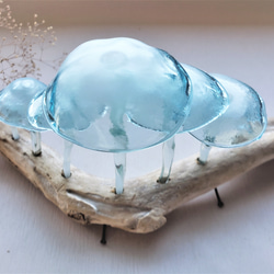 ガラスのキノコ　置物　オブジェ　ライトブルー7本 15枚目の画像