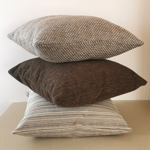 ラスト1] ダークブラウン 無地 クッションカバー 45×45㎝ ファスナー