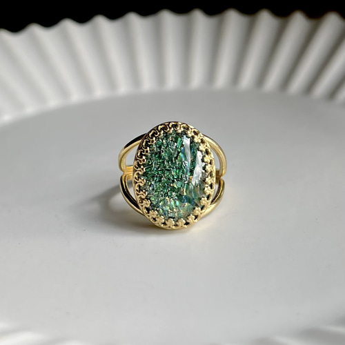 vintage グリーンオパールリング 指輪・リング mii 通販 14681918