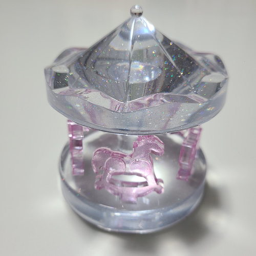 可愛すぎる♡メルヘンgirlyインテリア♡メリーゴーランド♡ユニコーンダイカット 白馬 オルゴール メルヘン雑貨 カルーセル メリーゴーランド 馬 置物