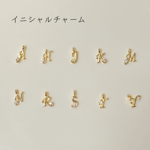 イニシャルネックレス(誕生石カラーストーン付き)】K14GF 誕生日