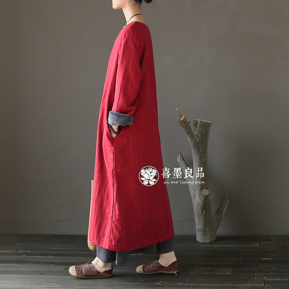 連身圍巾連身裙，中式連身裙，簡約設計，秋冬款，2色 第11張的照片