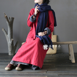 連身圍巾連身裙，中式連身裙，簡約設計，秋冬款，2色 第12張的照片