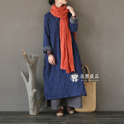 連身圍巾連身裙，中式連身裙，簡約設計，秋冬款，2色 第1張的照片