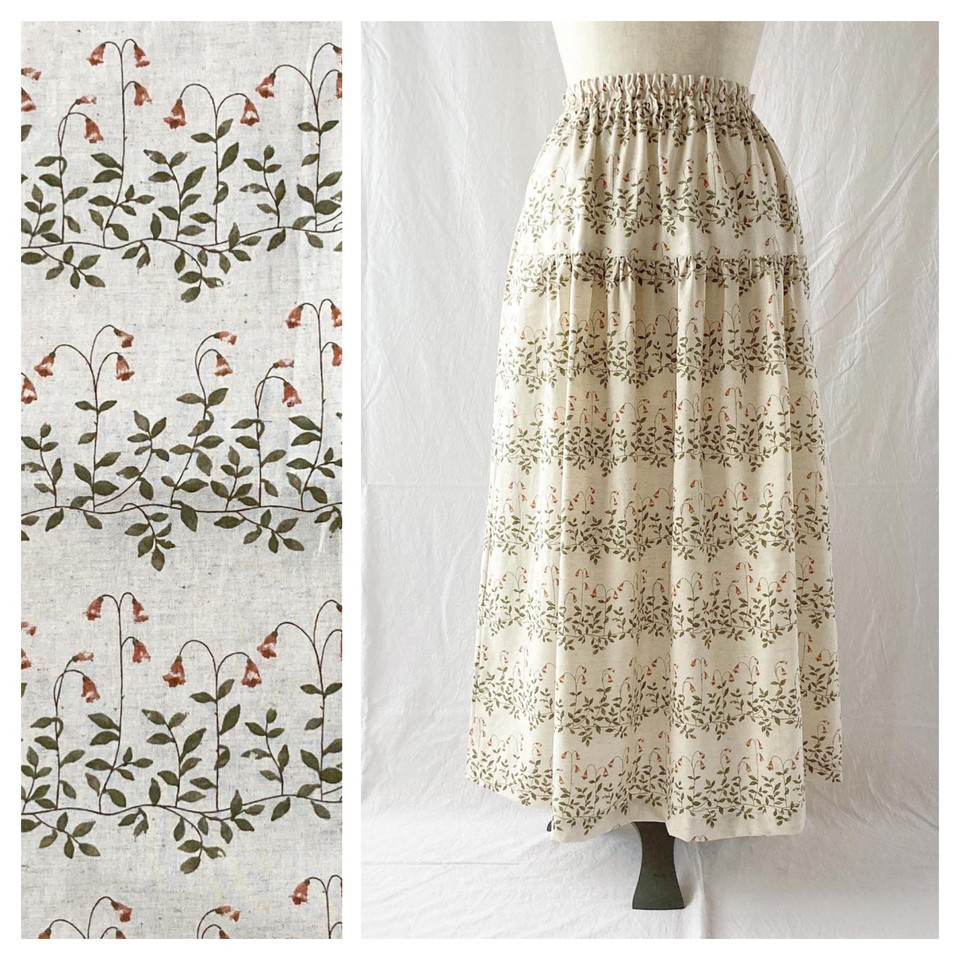 レディのためのティアードスカート：85cm（ベルフラワー：生成り）