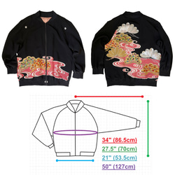 一点もの！ゴージャスでレアなアンティークの留袖をリメイク、スカジャン風ブルゾンジャケット- 松と花 (LL-3L） 2枚目の画像