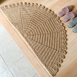 麻ひもの半円ラグマット カーペット ラグ (120×62) 2枚目の画像