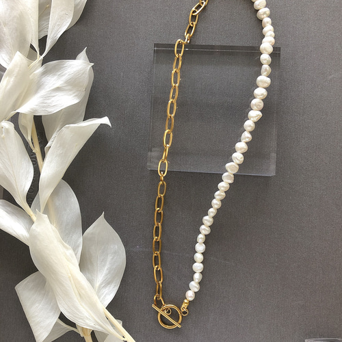 金属アレルギー対応 淡水バロックパール×サージカルステンレス