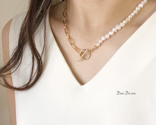 金属アレルギー対応 淡水バロックパール×サージカルステンレス