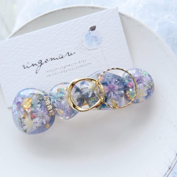 淡いブルーの変形レジンバレッタ バレッタ ringomaru 通販｜Creema 