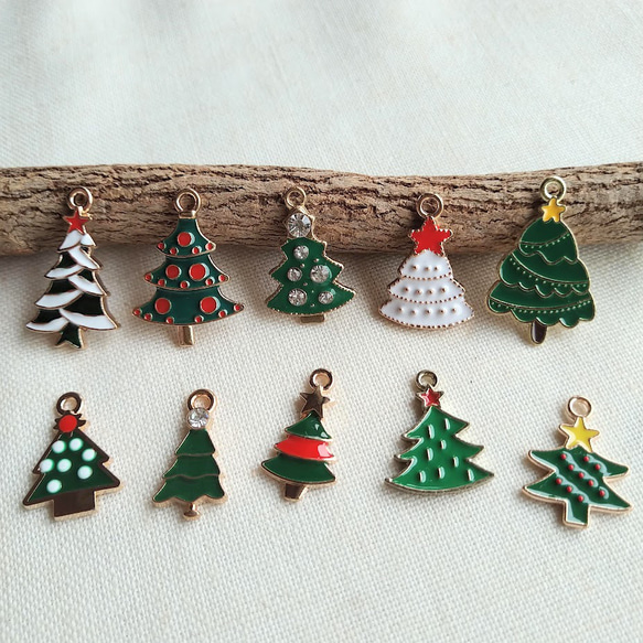 ✳︎new arrival✳︎christmastreeクリスマスツリー⑦ ♪Xmas♪ クリスマスツリー いろいろ10種類セット XS43 チャーム petit