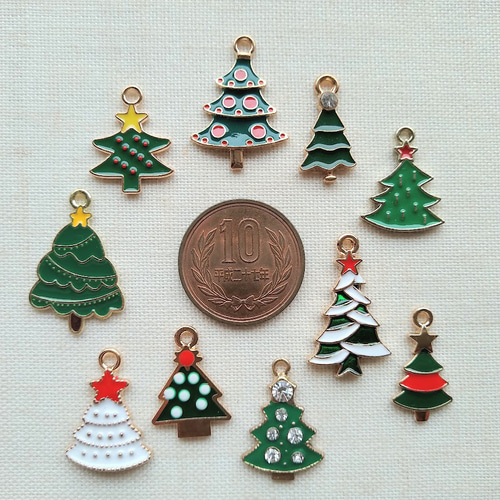 ♪Xmas♪ クリスマスツリー いろいろ10種類セット XS43 チャーム petit