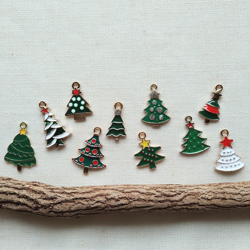 クリスマスツリー(オーナメントおまけ付き) ♪Xmas♪ クリスマスツリー いろいろ10種類セット XS43 チャーム petit