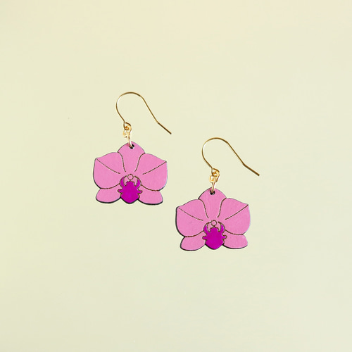 ☆ゆみやん☆様 ①〜⑤ピアス BLOOM】胡蝶蘭一輪ピアス・ピンク/p1485 ピアス（フック