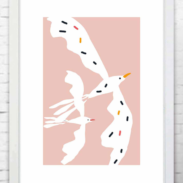 モダンアート 鳥 かわいい イラスト ポスター A4 アート アート