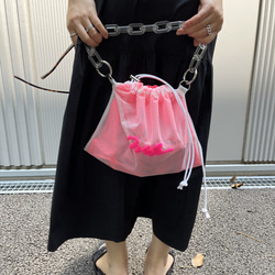 wiLc mesh KINCHAKU Bag (neon pink)　※チェーン別売り 12枚目の画像